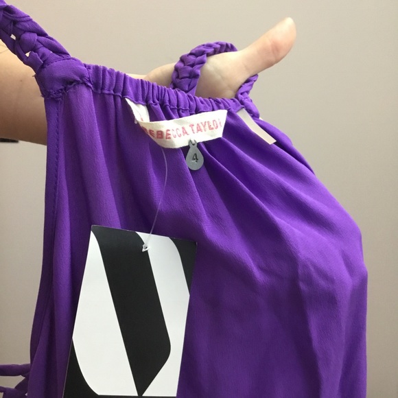 Rebecca Taylor Purple High Neck Netted Dress - Picture 5 of 8